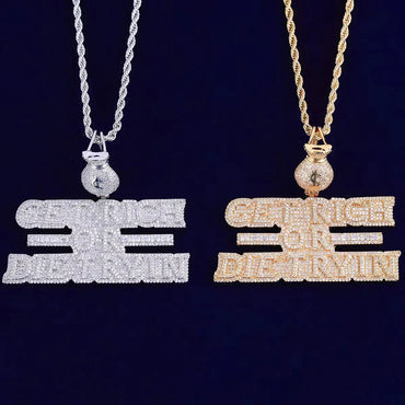 Women's Manifestation Hustle Necklace | Premium Copper CZ Money Motto Jewelry - CaratixJewelry