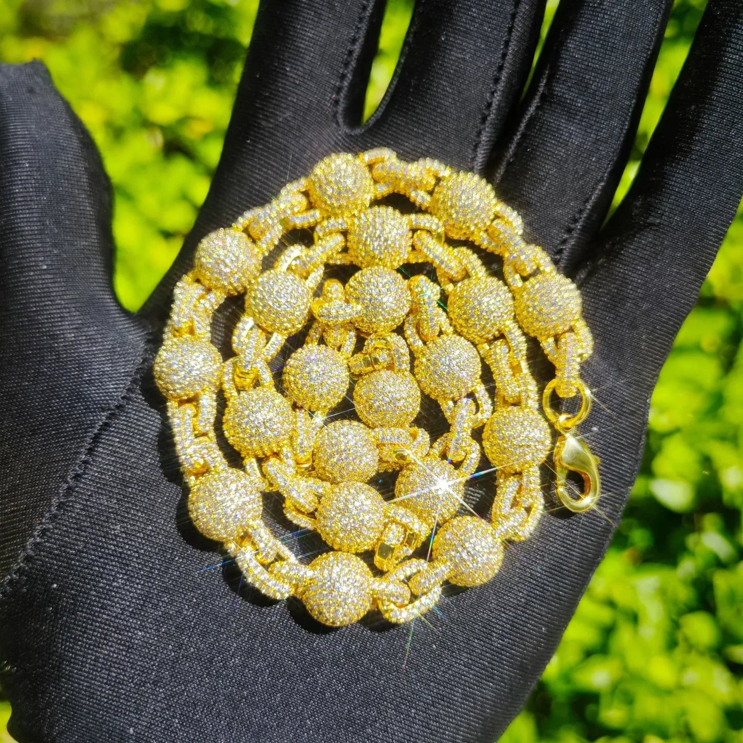 Iced Out Bead Ball Necklace with Copper & Zircon | Street Hip Hop Jewelry | Caratix Jewelry - CaratixJewelry