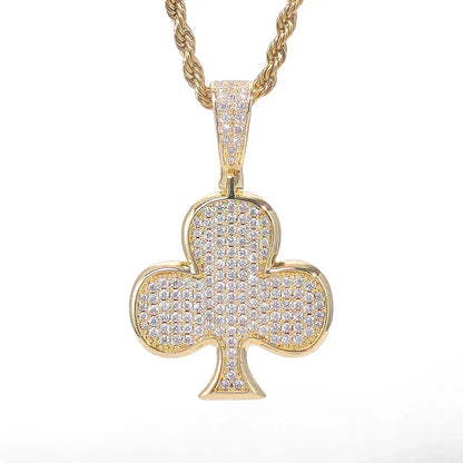 Iced Out Plum Blossom Pendant Necklace Zircon Gold Chain Rapper Style | Caratix Jewelry - CaratixJewelry