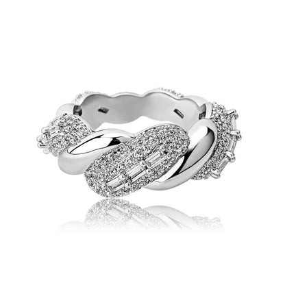 Twisted Rope Thorn Ring | Iced Out Micro-Pave Band | Caratix