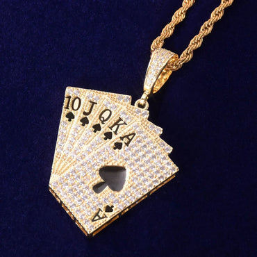 Men's Ace of Spades Casino Necklace | Premium Copper CZ Gambler Jewelry - CaratixJewelry