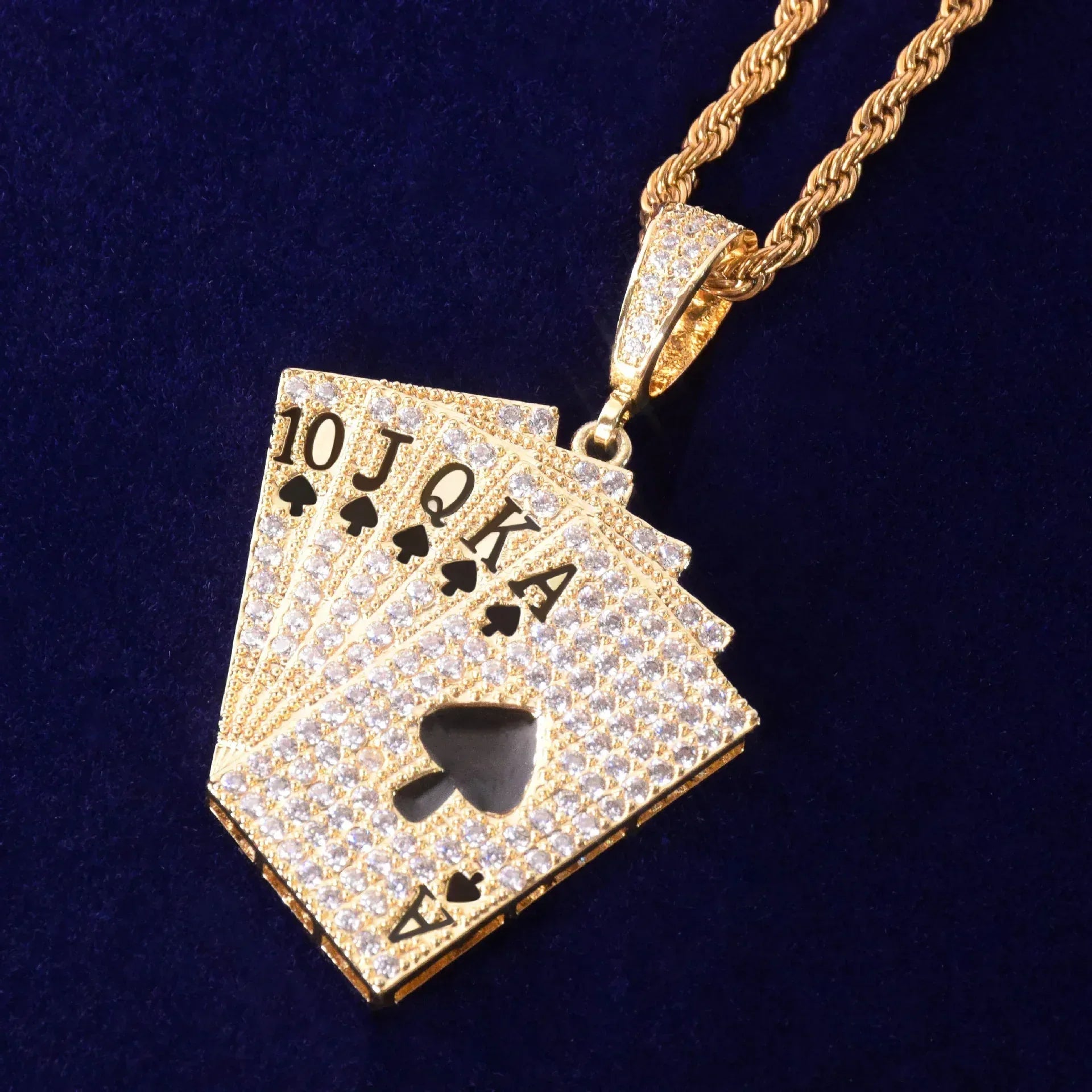Men's Ace of Spades Casino Necklace | Premium Copper CZ Gambler Jewelry - CaratixJewelry