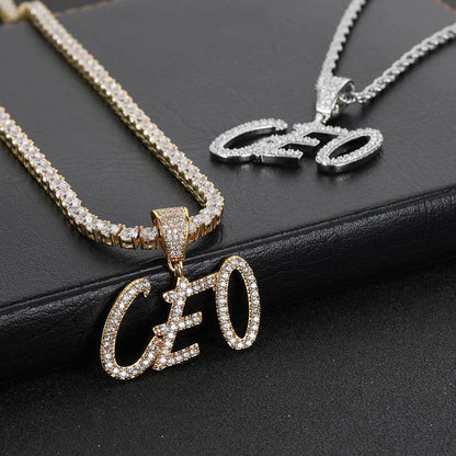 DIY Calligraphy Letter and Number Pendant Necklace with Micro-Pave Zircon for Men and Women | Caratix Jewelry - CaratixJewelry