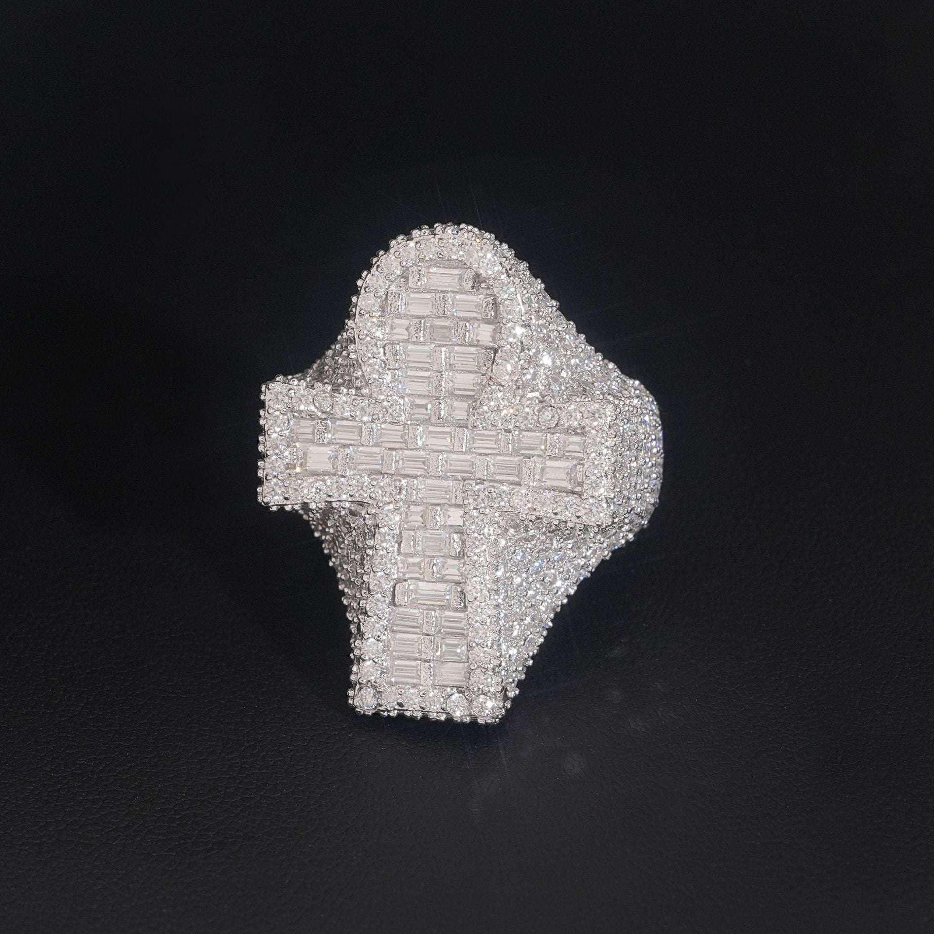 Moissanite Cross Men’s Ring | S925 Silver Iced Out Hip Hop Fashion Jewelry - CaratixJewelry
