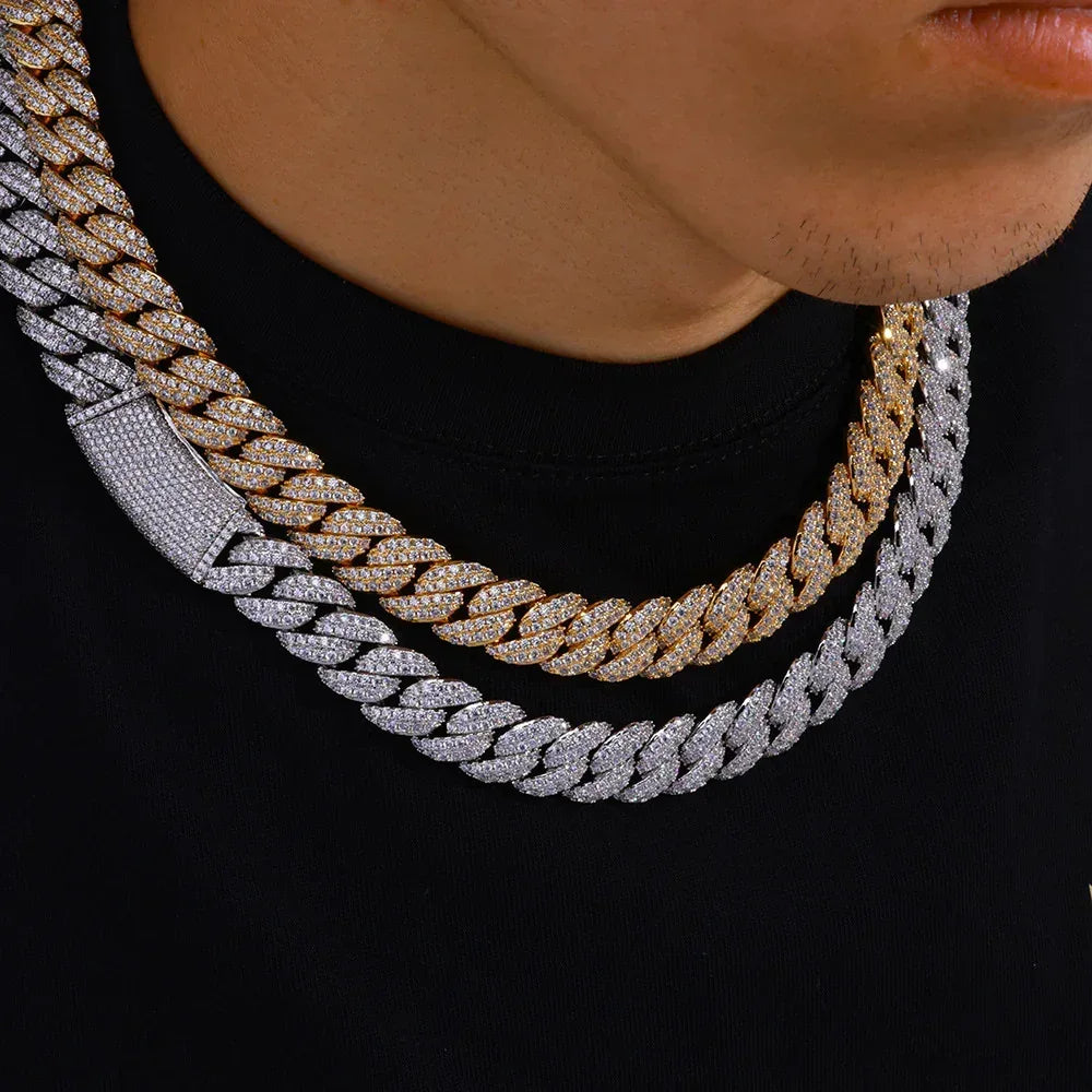 13mm Bubble Moissanite Cuban Link Chain – S925 Sterling Silver Iced-Out Hip Hop Men’s Luxury Streetwear Necklace - CaratixJewelry