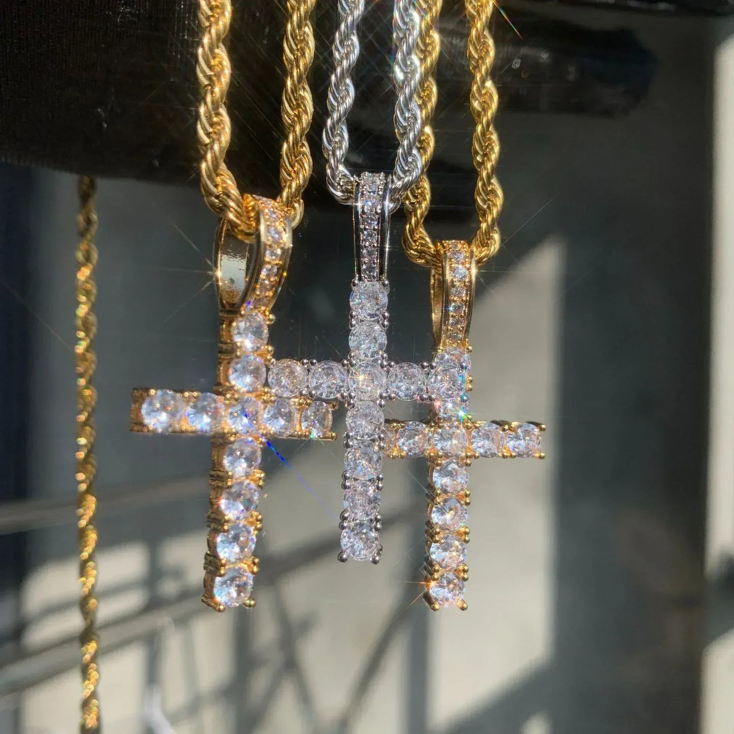 Claw-Set CZ Cross Pendant | Rock Nightclub Men’s Necklace - CaratixJewelry