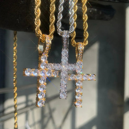 Claw-Set CZ Cross Pendant | Rock Nightclub Men’s Necklace - CaratixJewelry