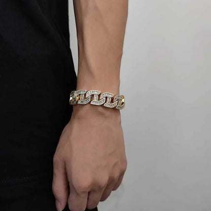 16mm T-Shaped Zircon Cuban Link Bracelet - CaratixJewelry