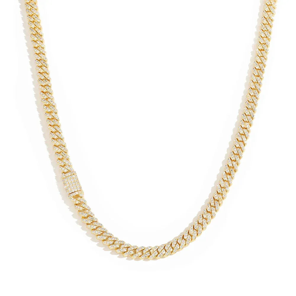 6mm Single Row Cuban Link Zircon Necklace Hip Hop Jewelry - CaratixJewelry