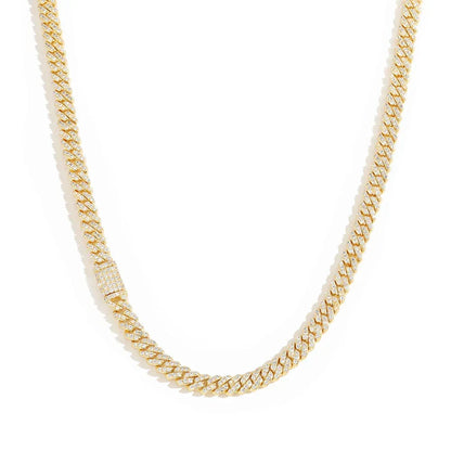 6mm Single Row Cuban Link Zircon Necklace Hip Hop Jewelry - CaratixJewelry