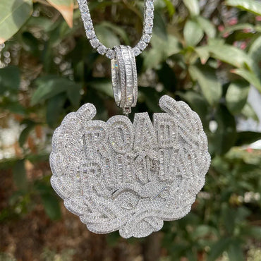 Iced Out "Road Runna" Letter Pendant | Men's Real Copper CZ Necklace - CaratixJewelry