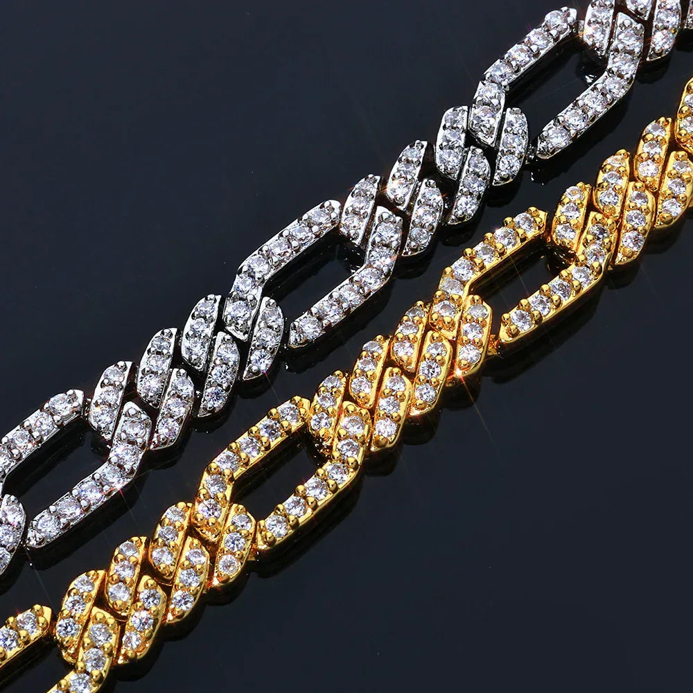 Custom 7mm 3-to-1 Iced Cuban Chain | Figaro Style - CaratixJewelry