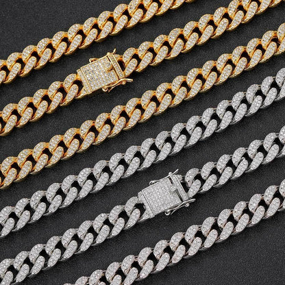 12mm Iced Out Cuban Chain High Quality Zircon Rapper Necklace - CaratixJewelry