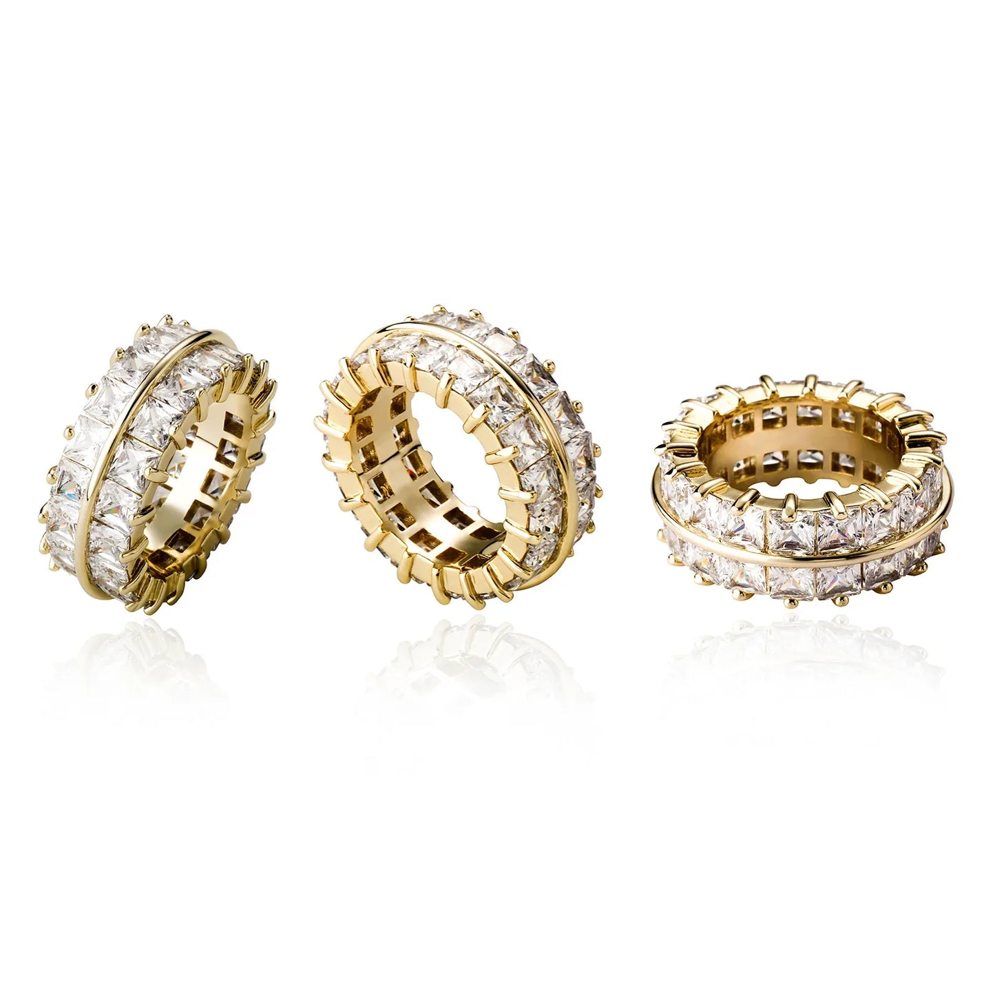 Men's Split-Band Hip Hop Ring | Double Row Iced Out Jewelry | Caratix