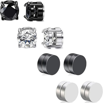 6mm & 8mm Magnetic Zircon Studs - 4-Prong Stainless Steel