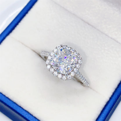 2026 Summer Collection: 2.5 Carat Cushion Cut Moissanite Ring | S925 Silver Ring | Caratix