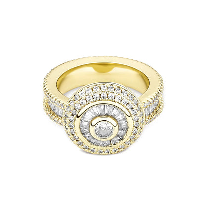 Multi-Cut Round & Baguette Hip Hop Ring | Iced Out Mosaic Band | Caratix