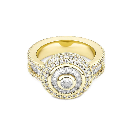 Multi-Cut Round & Baguette Hip Hop Ring | Iced Out Mosaic Band | Caratix