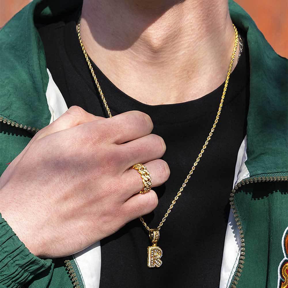 Custom Iced-Out Letter Pendant Necklace with Zircon Stones for Men | Caratix Jewelry - CaratixJewelry