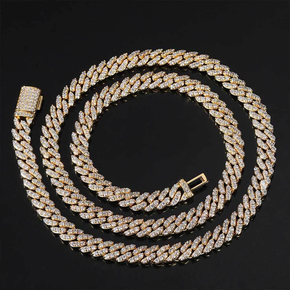 8mm Single Row Cuban Chain Necklace with Full Zircon Stones for Men | Caratix Jewelry - CaratixJewelry