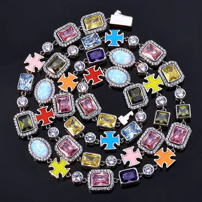 Custom New Opal & Zircon Fusion Necklace | Elite Rapper Iced Out Chain | Caratix - CaratixJewelry