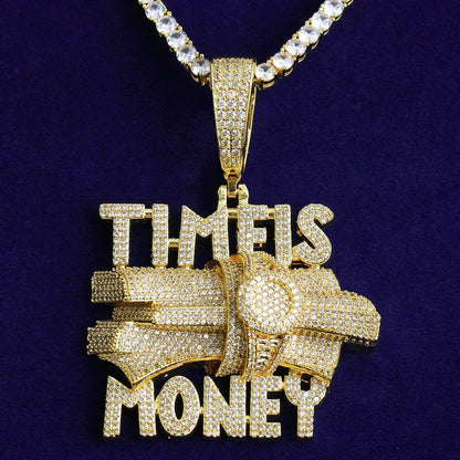 Iced Out "Time is Money" Pendant | Men's Clock Face Necklace - CaratixJewelry