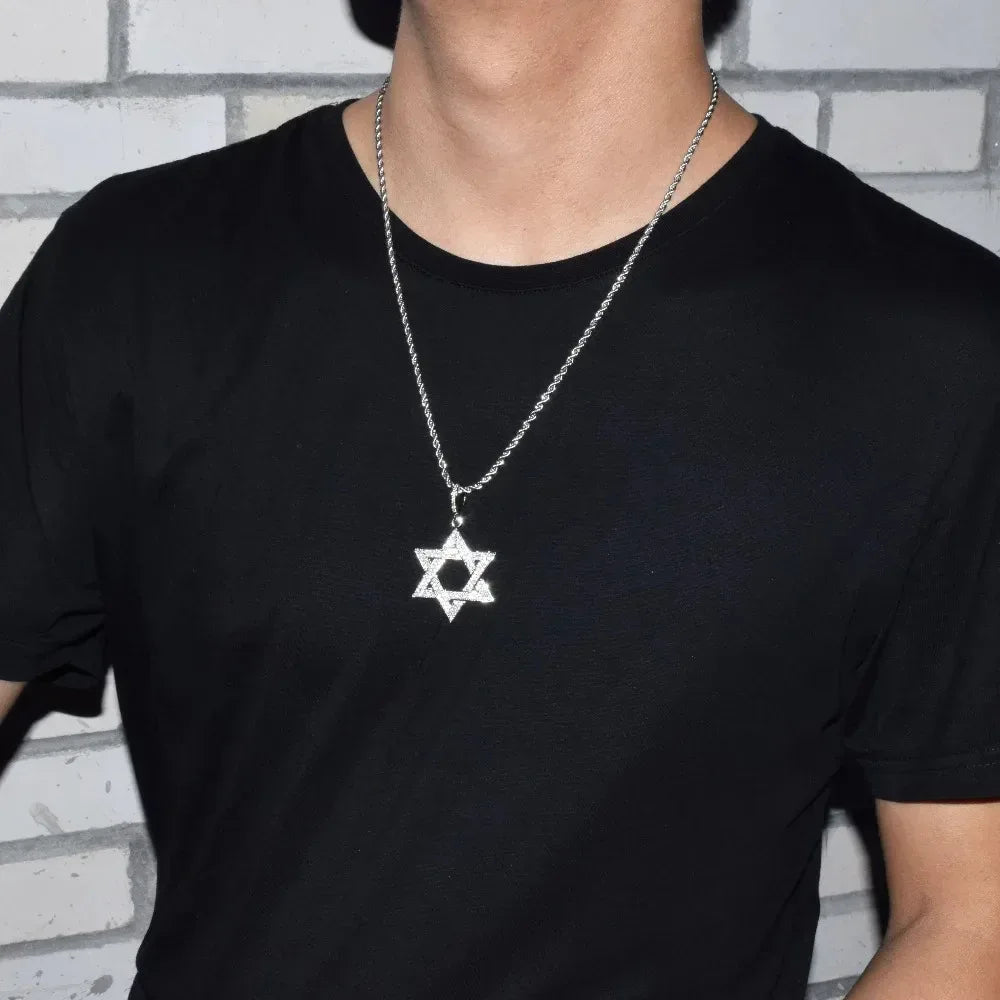 Men's Six-Pointed Star Necklace | Premium Copper CZ Geometric Jewelry Caratix - CaratixJewelry