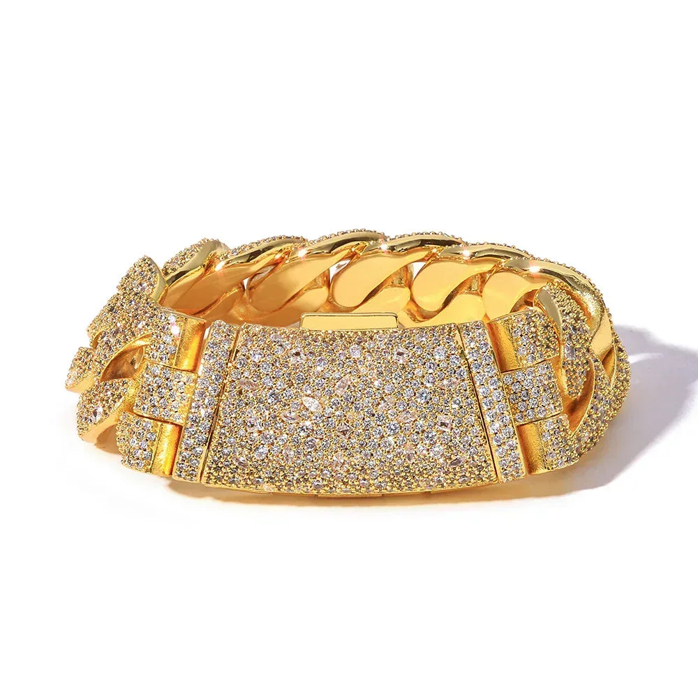Custom 22mm Bubble Cuban Bracelet | Heavy weight Gold Chain for Rapper - CaratixJewelry