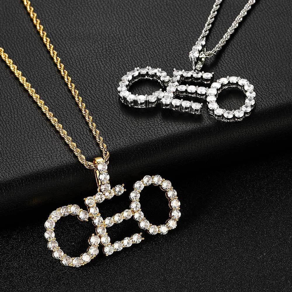 Letter Combination Pendant Necklace with Single Row Zircon Stones for Men | Caratix Jewelry - CaratixJewelry