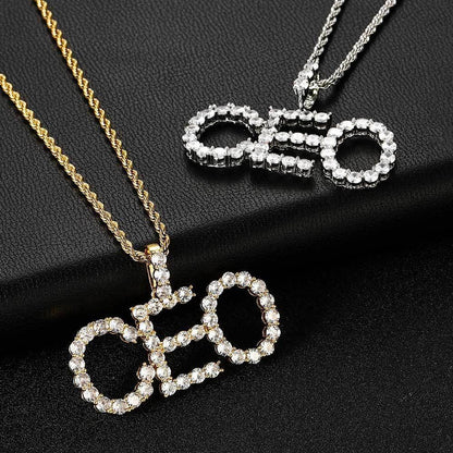 Letter Combination Pendant Necklace with Single Row Zircon Stones for Men | Caratix Jewelry - CaratixJewelry