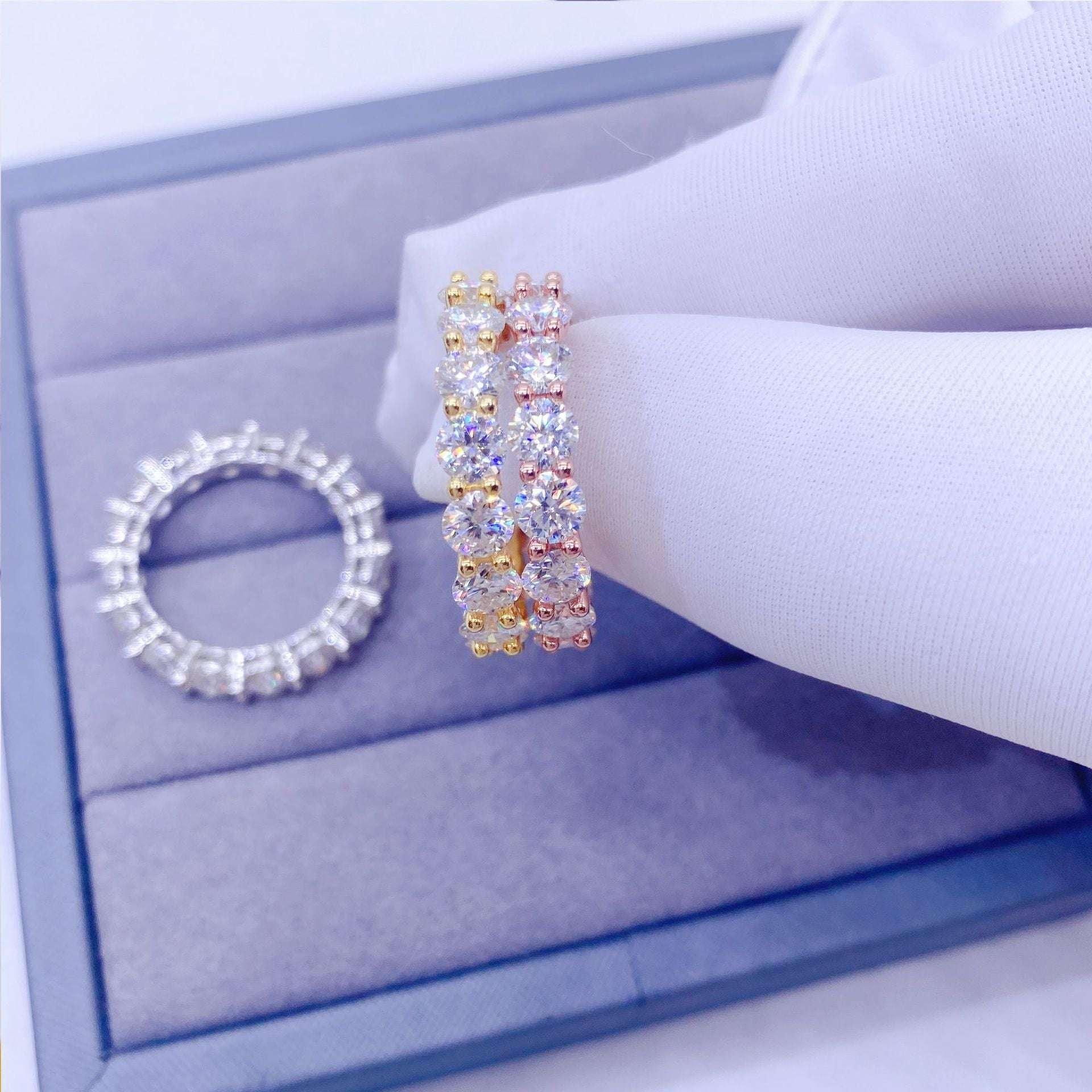 4.0mm VVS Moissanite Band Ring | S925 Silver Unisex Iced Out Hip Hop Jewelry - CaratixJewelry