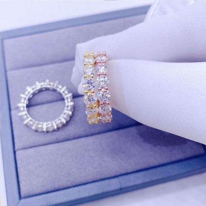 4.0mm VVS Moissanite Band Ring | S925 Silver Unisex Iced Out Hip Hop Jewelry - CaratixJewelry