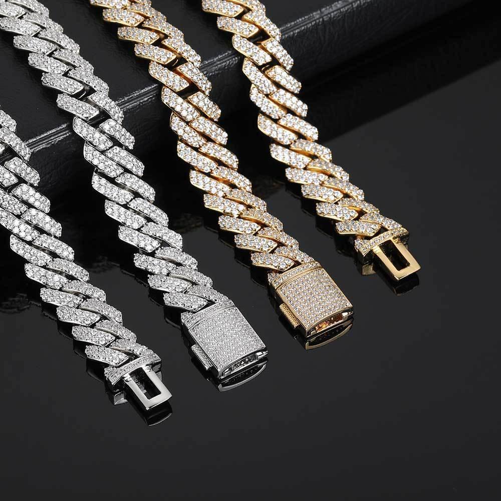 10mm -Shaped Zircon Cuban Link Bracelet - CaratixJewelry