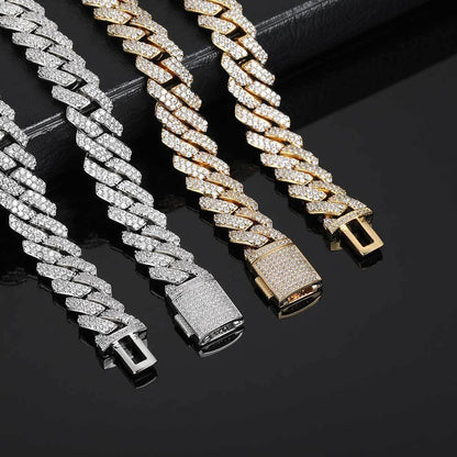 10mm -Shaped Zircon Cuban Link Bracelet - CaratixJewelry