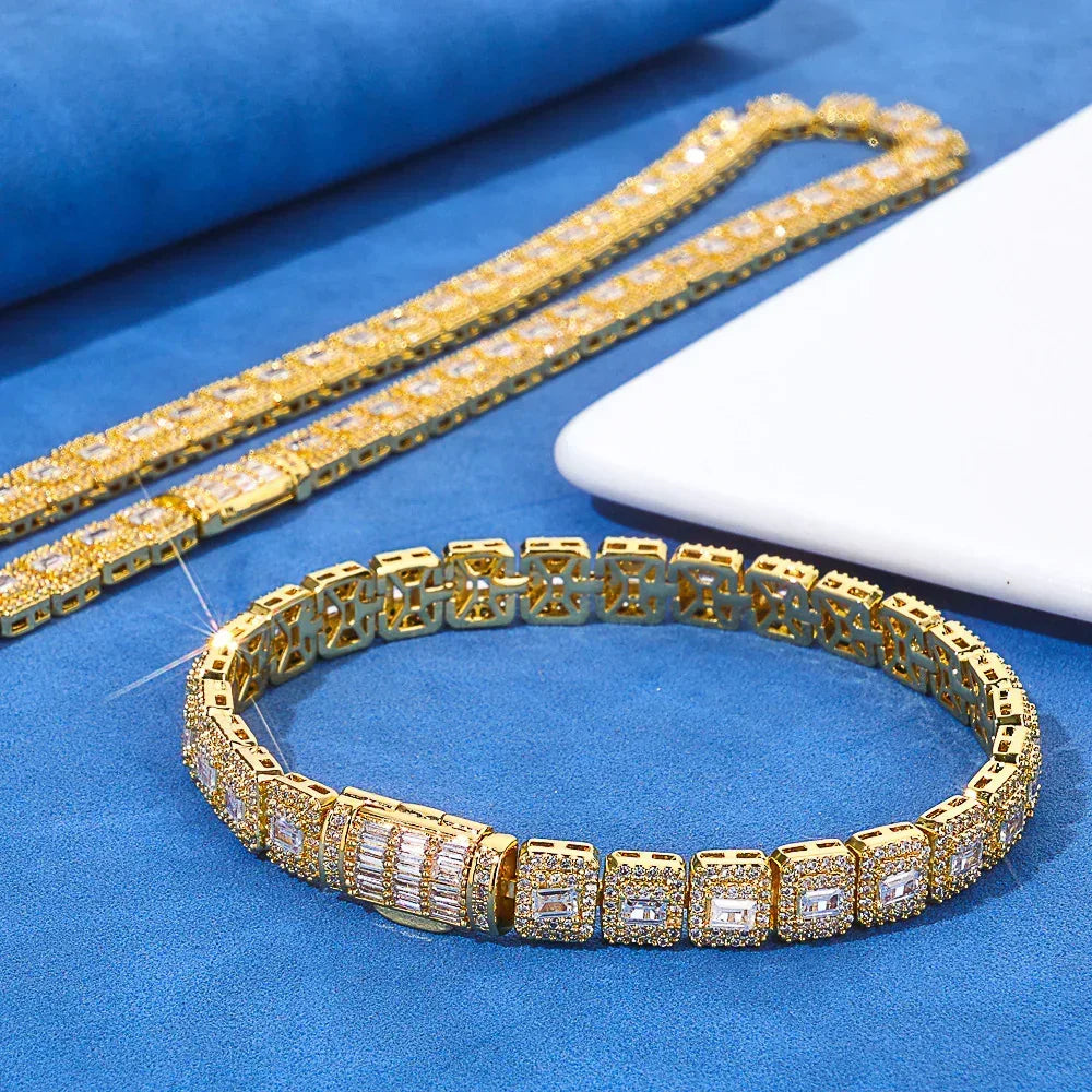Custom 7.5mm Baguette Mixed Iced Bracelet | Secure Fold-over Hip Hop Bling | Caratix - CaratixJewelry