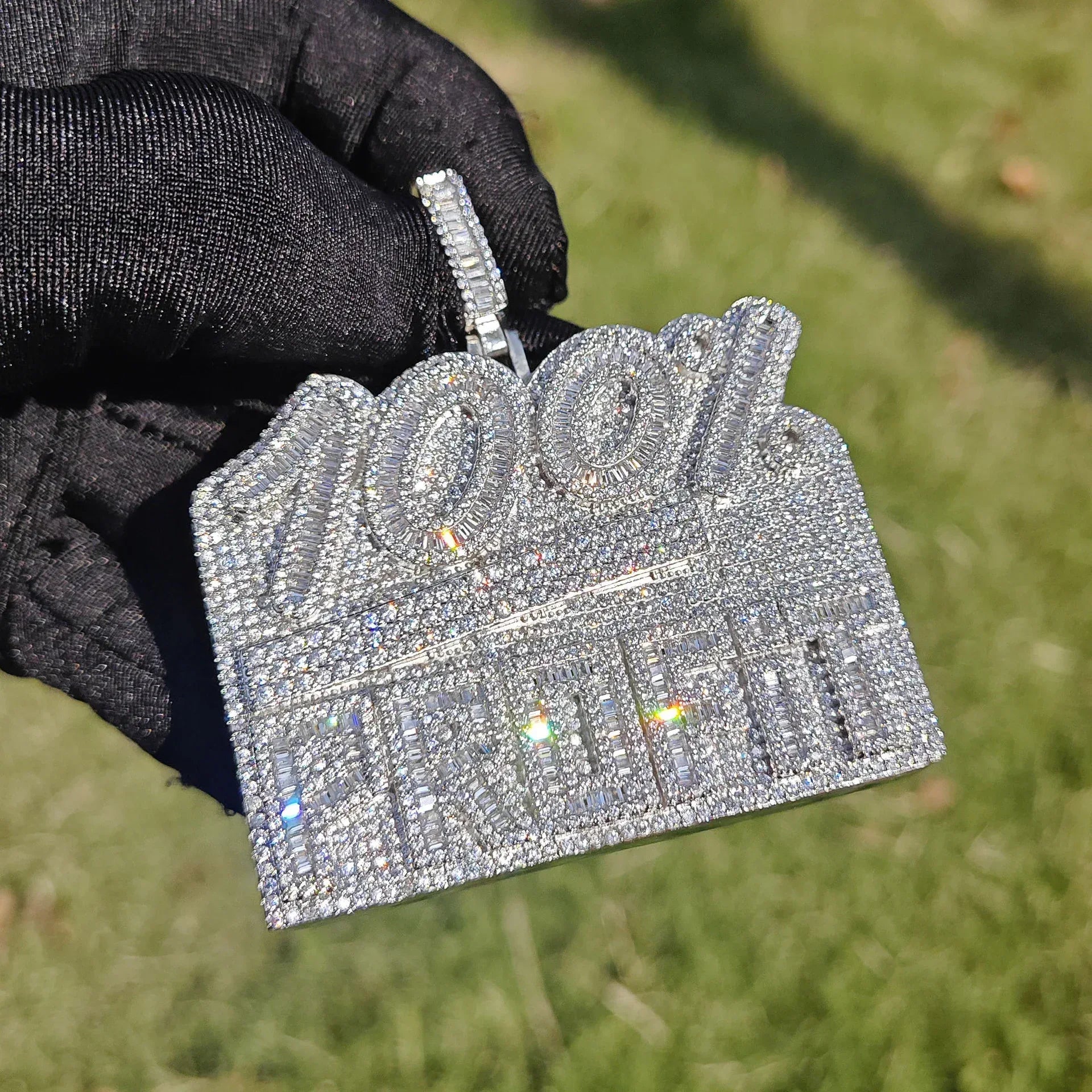 Iced Out 100% Letter Pendant Necklace – Hip Hop CZ Streetwear Jewelry - CaratixJewelry