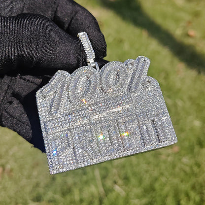 Iced Out 100% Letter Pendant Necklace – Hip Hop CZ Streetwear Jewelry - CaratixJewelry