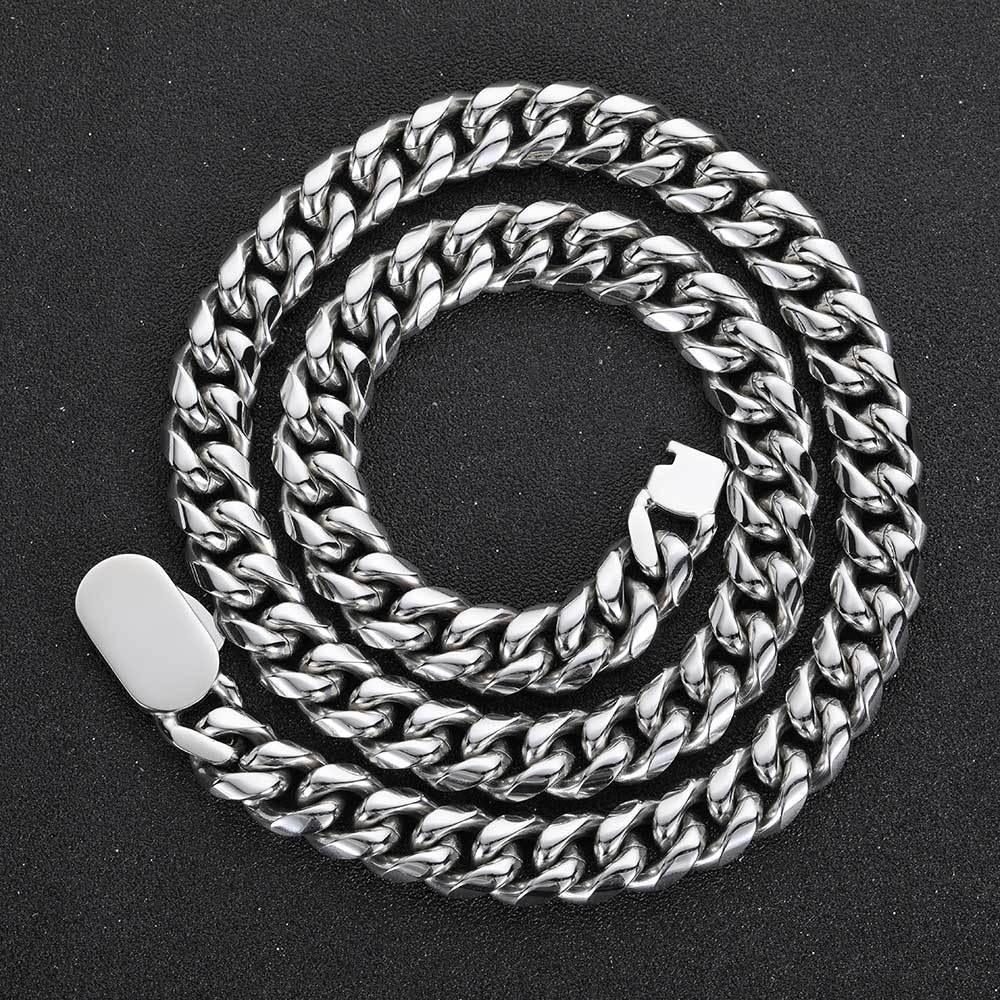 Stainless Steel Cuban Chain Necklace with Spring Clasp Titanium Steel for Men | Caratix Jewelry - CaratixJewelry