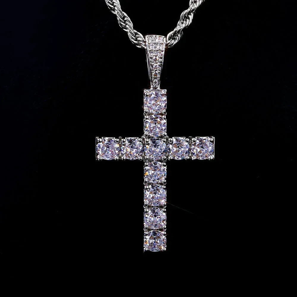 Custom Full Cross Pendant Necklace with Zircon Stones for Men | Caratix Jewelry - CaratixJewelry