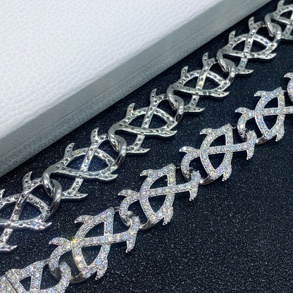 15mm S925 Sterling Silver Moissanite Cuban Link Chain | Heavyweight Iced Out Necklace | Caratix