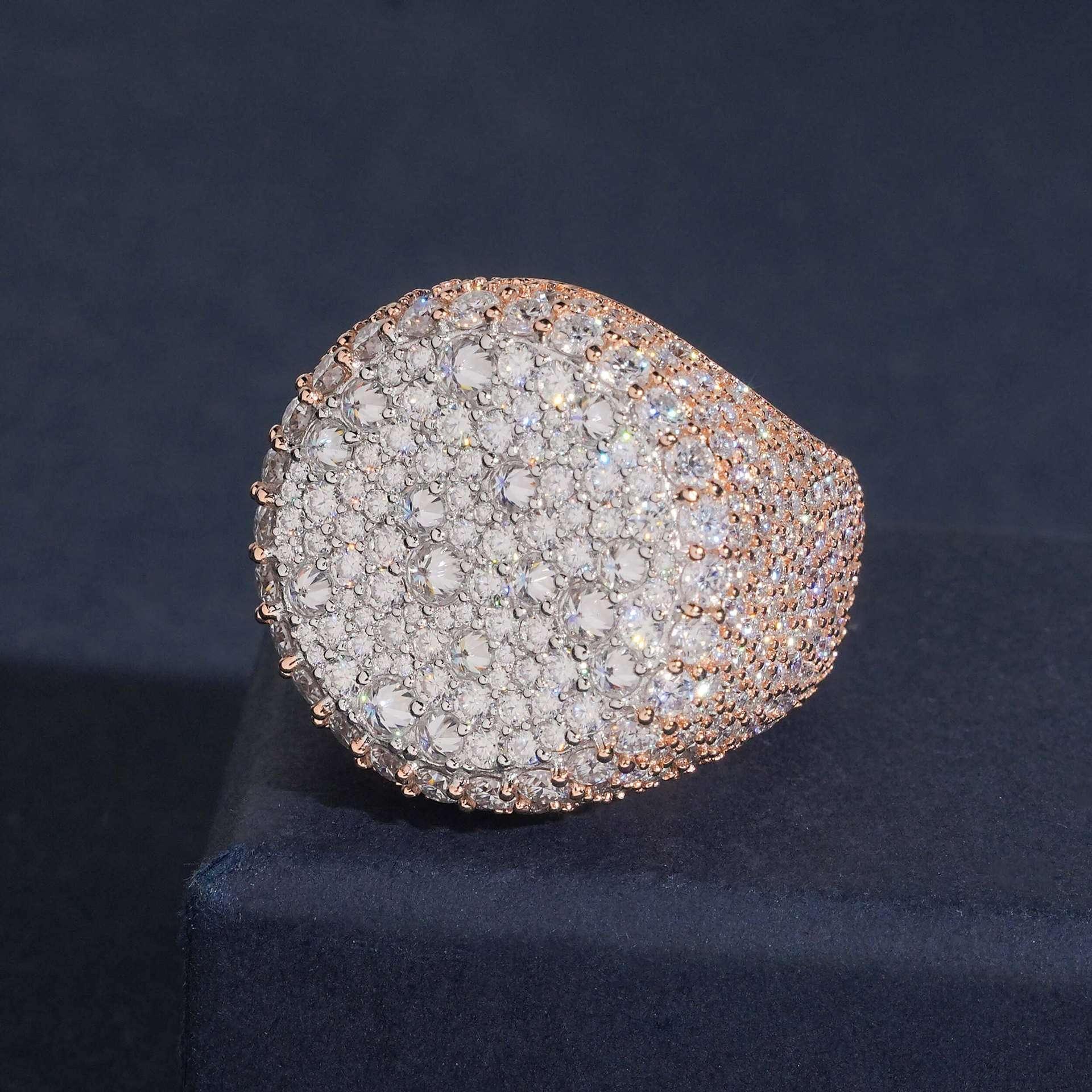 Round Moissanite Men’s Ring | S925 Silver Iced Out Hip Hop Fashion Jewelry - CaratixJewelry