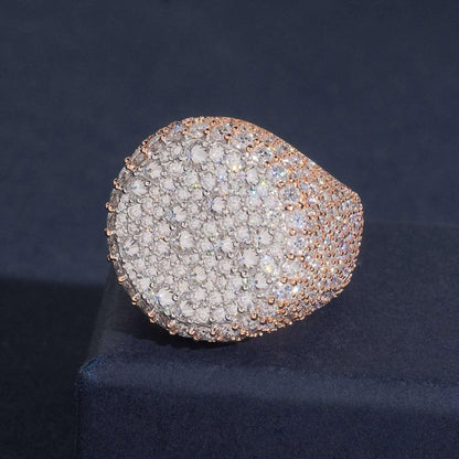 Round Moissanite Men’s Ring | S925 Silver Iced Out Hip Hop Fashion Jewelry - CaratixJewelry