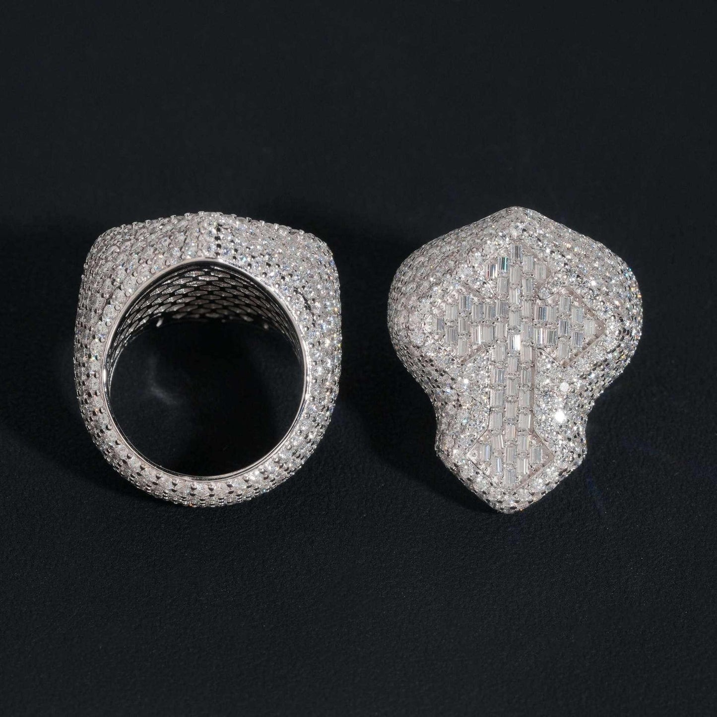 D-Color VVS Moissanite Cross Ring | S925 Silver Unisex Iced Out Hip Hop Jewelry - CaratixJewelry