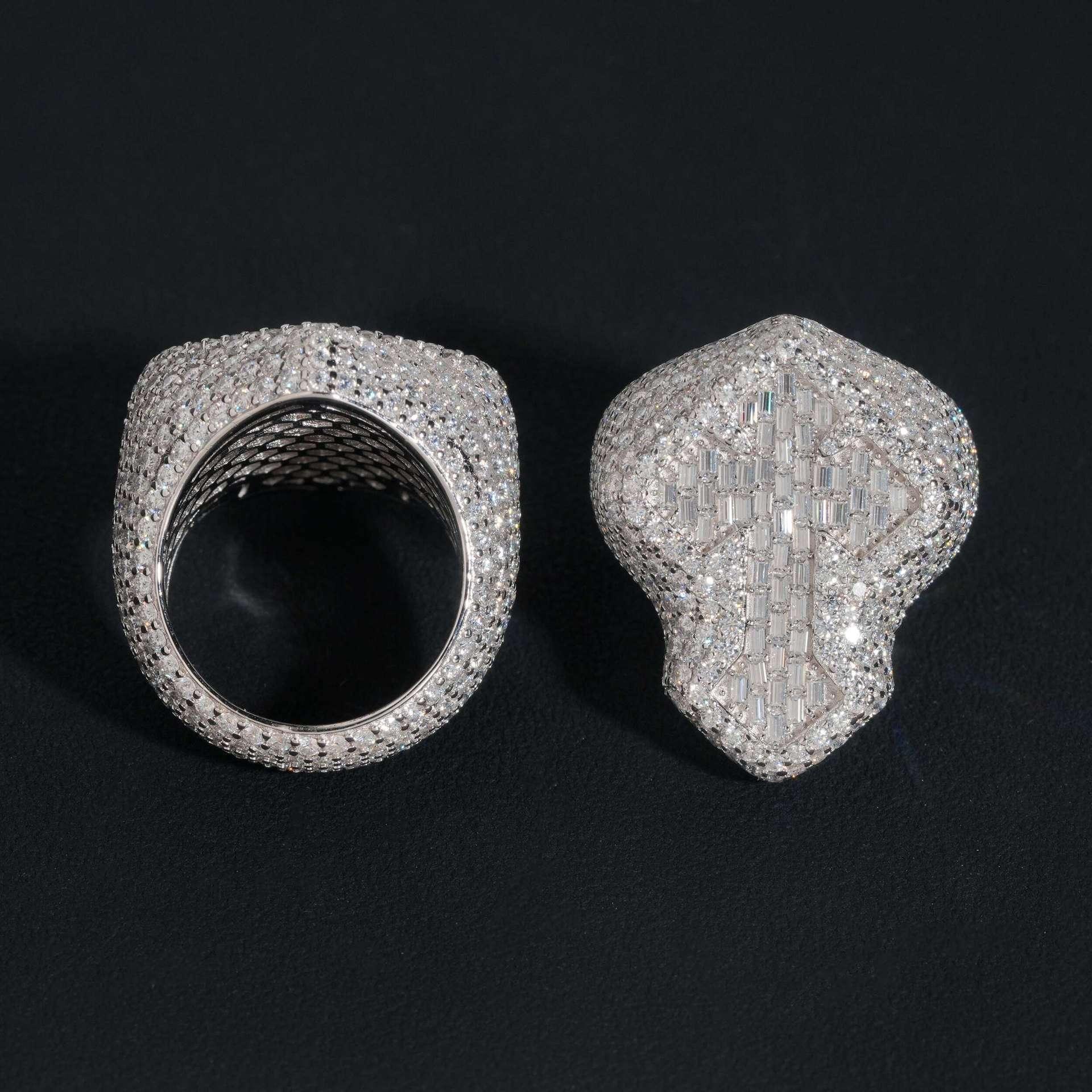 D-Color VVS Moissanite Cross Ring | S925 Silver Unisex Iced Out Hip Hop Jewelry - CaratixJewelry