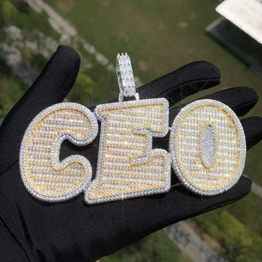 Iced Out Letter Pendant | CZ Hip Hop Personalized Initial Necklace Jewelry - CaratixJewelry