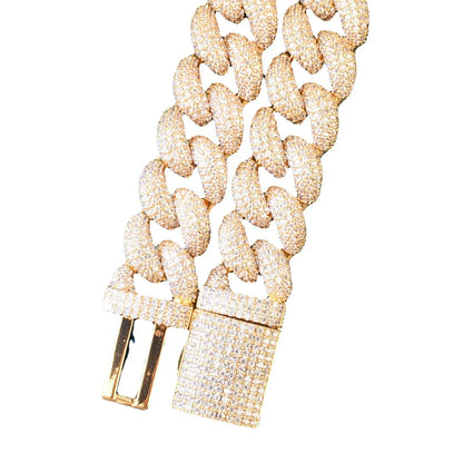 14mm Iced Out Cuban Chain Necklace with Copper and Zircon Stones - CaratixJewelry