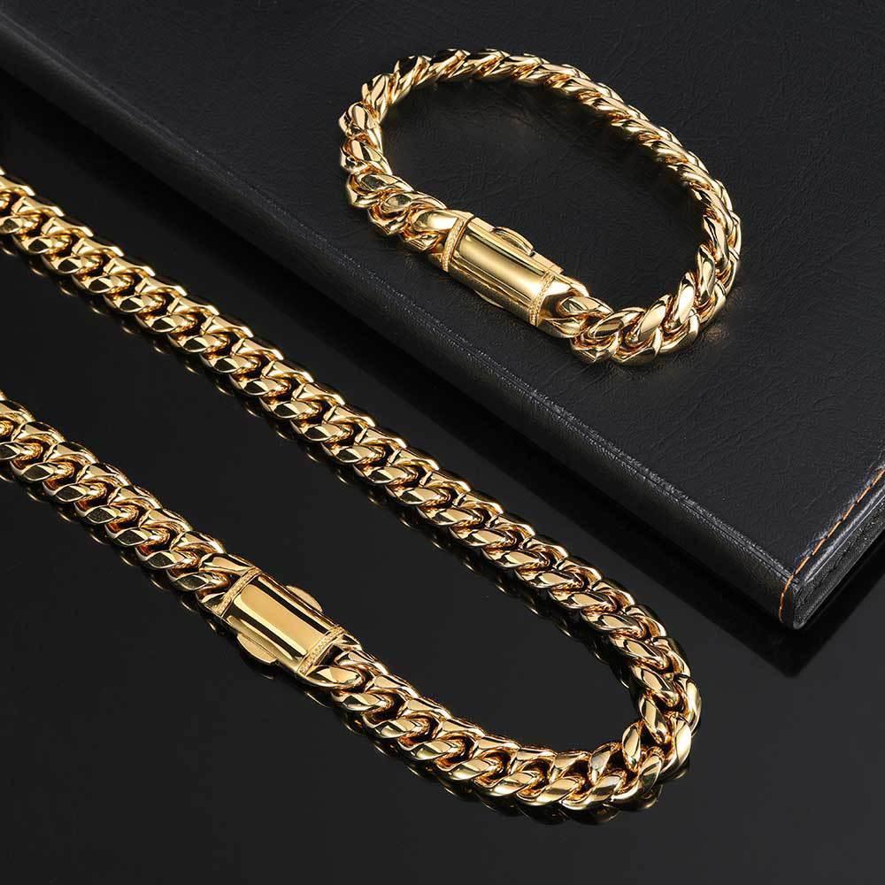 12mm Rounded Cuban Chain Stainless Steel Rapper Necklace for Men | Caratix Jewelry - CaratixJewelry