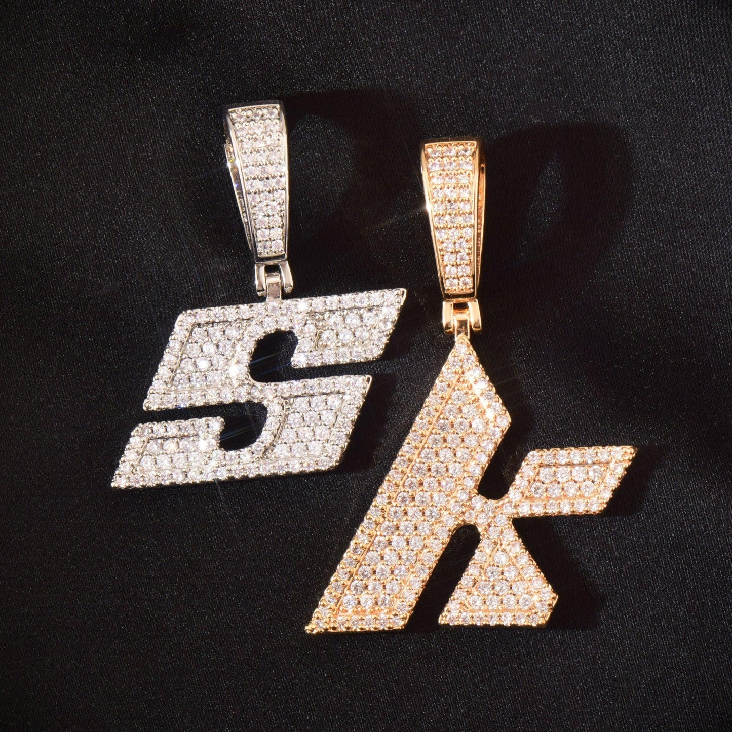 Iced Out Letter & Number Pendant | CZ Hip Hop Bling Fashion Necklace - CaratixJewelry