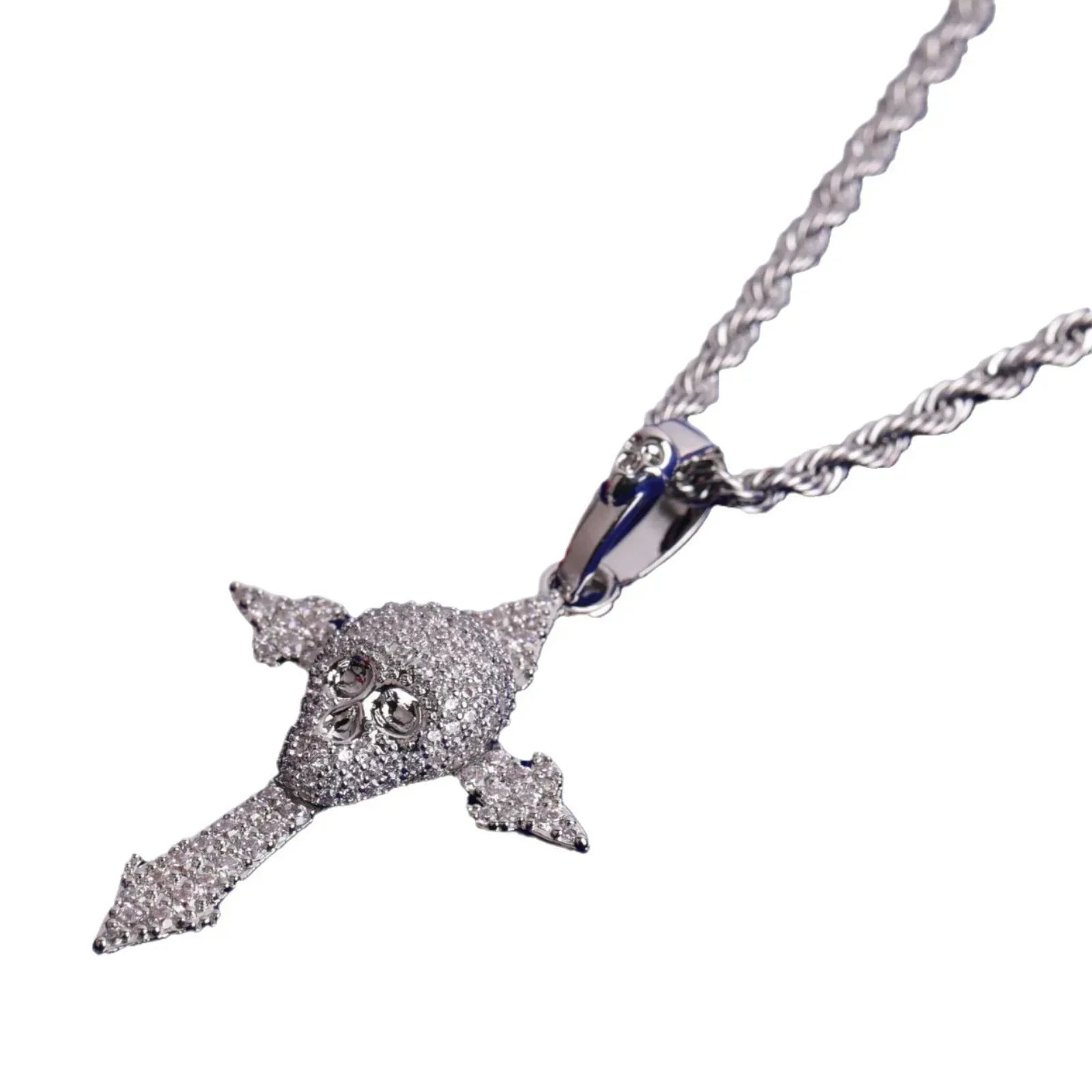 Men's Gothic Reaper Necklace | Premium Copper CZ Biker & Hip Hop Jewelry - CaratixJewelry