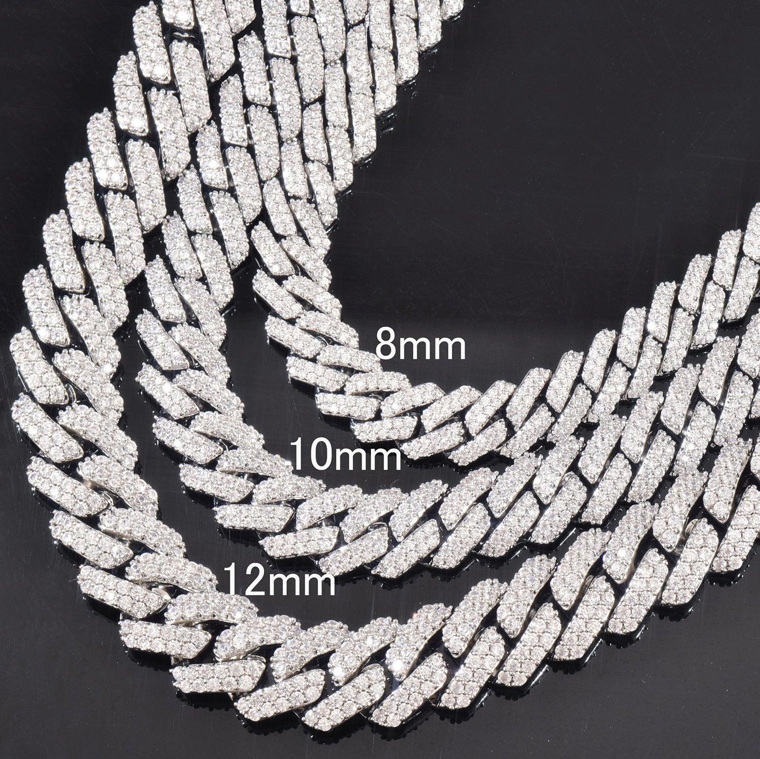 8mm 10mm 12mm Iced Out Double Row Cuban Chain Necklace for Men | Caratix Jewelry - CaratixJewelry